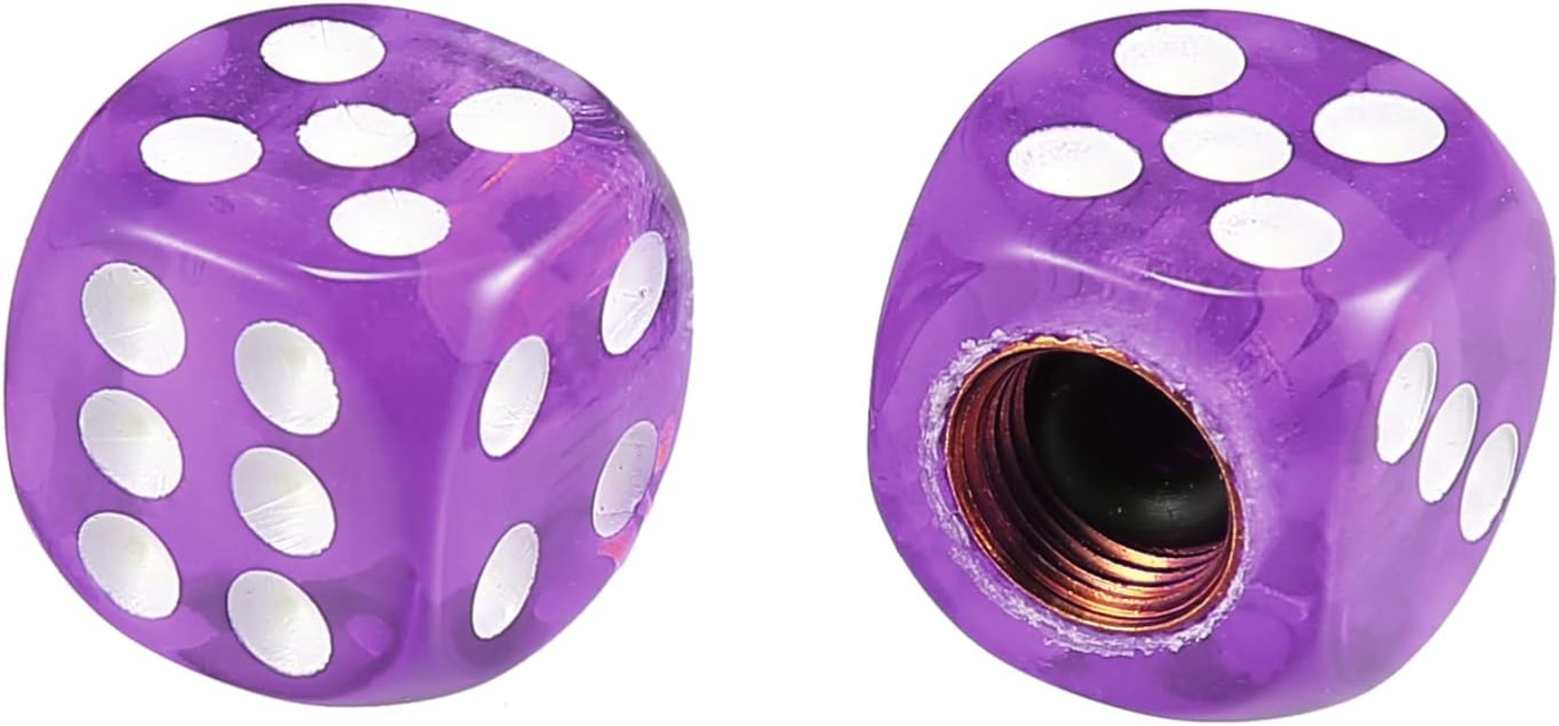 X AUTOHAUX 4Pcs Purple Dice Shape Wheel Tyre Tire Valve Air Stem Cap Cover Universal for Car Truck Motorcycle Bike image number 4