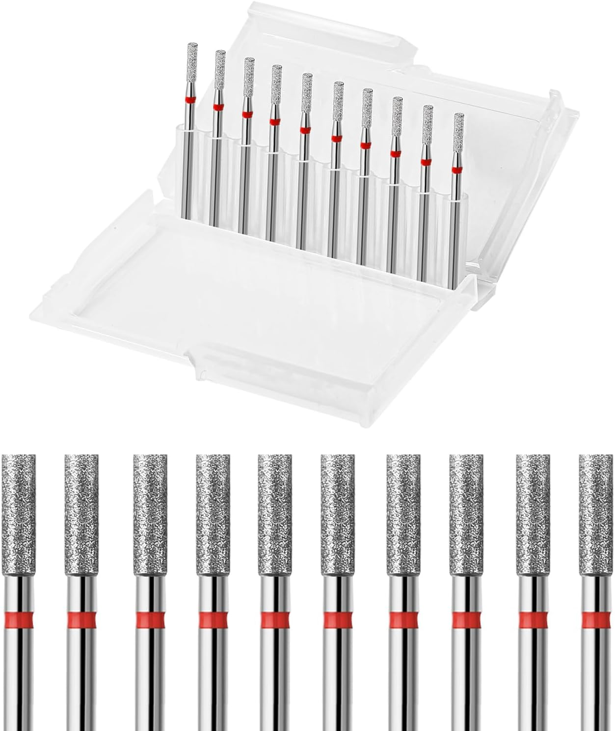 10Pcs Inverted Cone Cuticle Drill Bits, Carbide Diamond Nail Bits for Dead Skin Removal & Nail Shaping, 3/32'' Two Way Rotate, Professional Manicure Pedicure Salon Tools(3Mm Inverted Cone Bit, Fine-F)