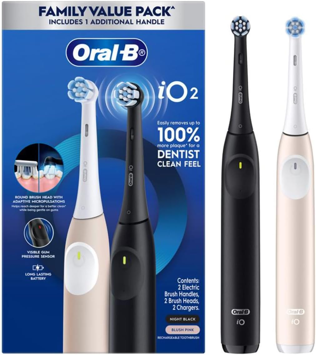 Oral-B Io Series 2 Gentle Clean Electric Toothbrush Duo Family Pack, Black and Blush Pink image number 4