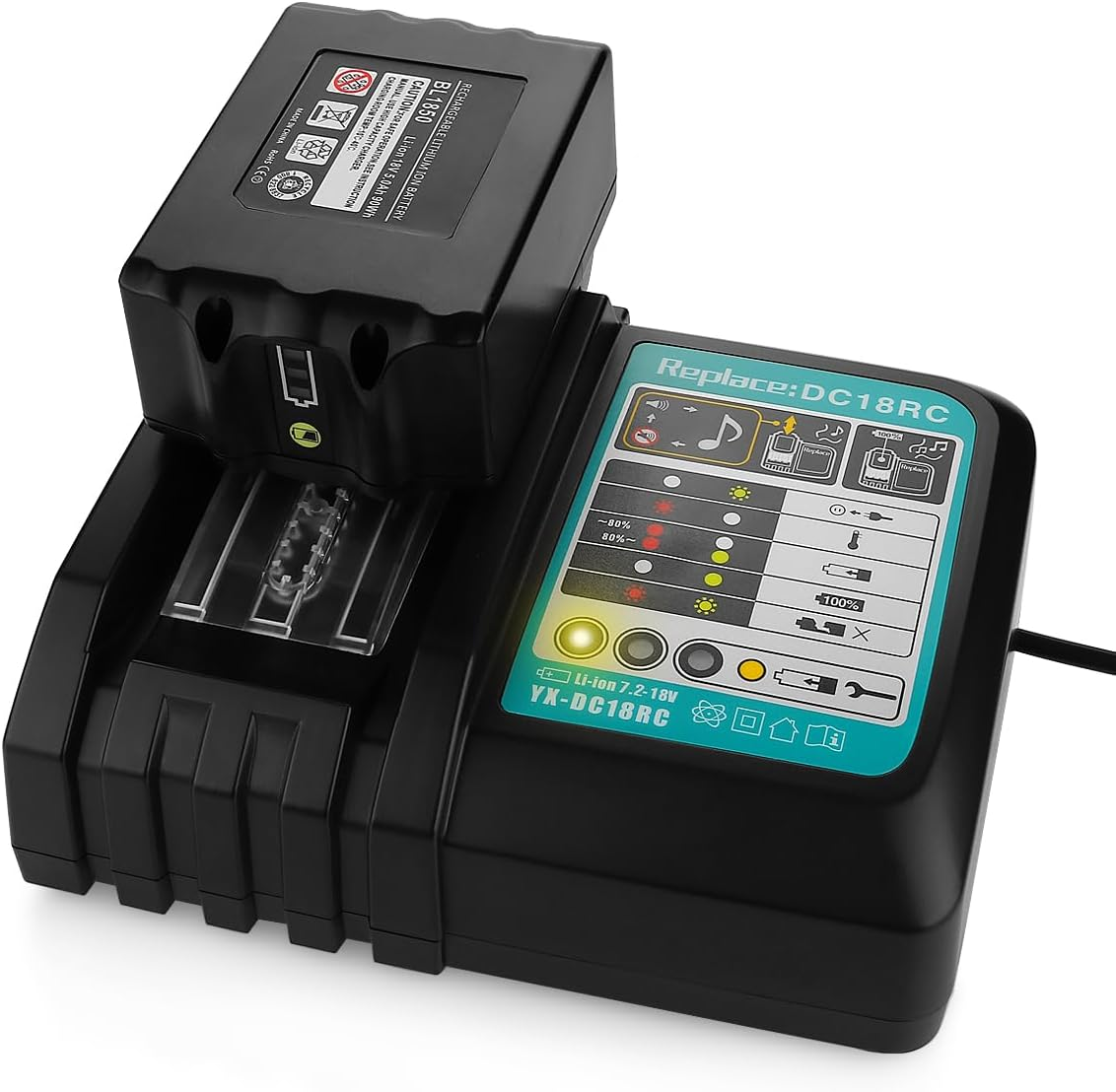 DC18RC DC18RD DC18RA Rapid Battery Charger, Compatible with Makita Tools 14.4V-18V LXT Li-Ion Battery BL1815 BL1820 BL1830 BL1850 BL1860 BL1840 BL1430 BL1415
