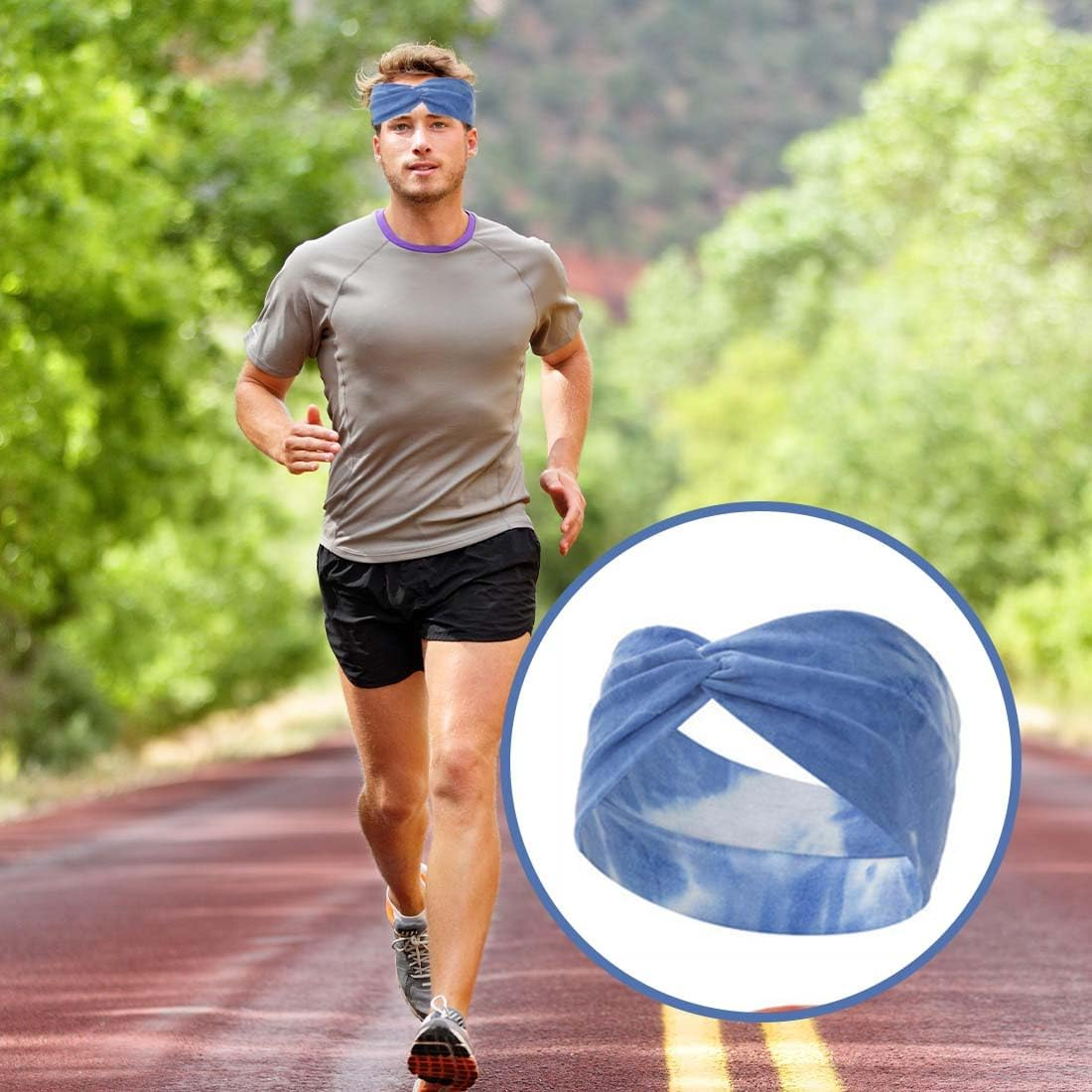 SULIUDAJI Pack of 4 Women'S Headbands, Elastic Headband with Batik Pattern, Hair Band, Elastic Wide Headband, Cotton Cross Headband, Knot Sports Headwrap, Headwrap, Headband, Yoga Hair Accessories For image number 2