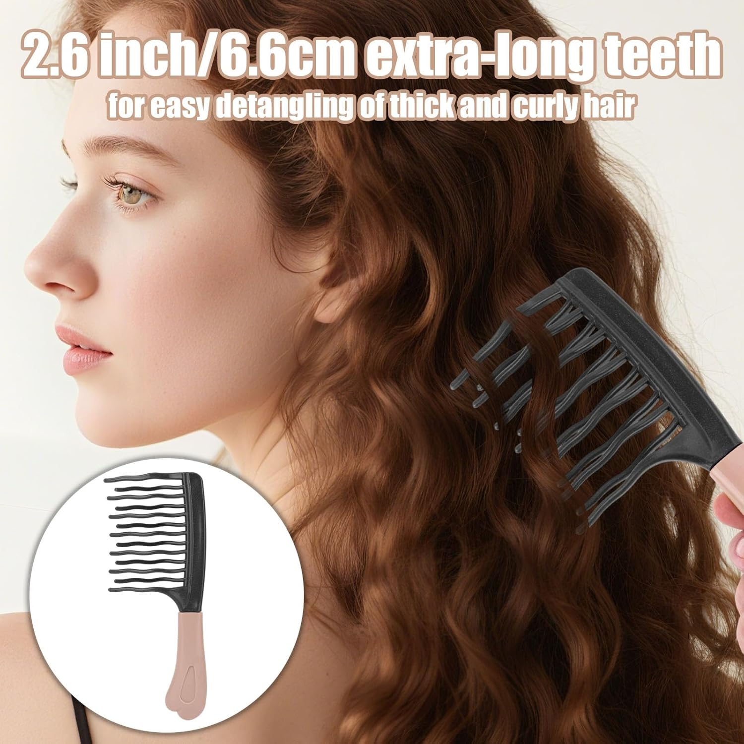 Sinbana Wide Tooth Comb for Curly Hair, Upgraded Wide Tooth Detangling Comb with Ergonomic Handle for Women & Men Long Thick Frizzy Hair (Grey) image number 1