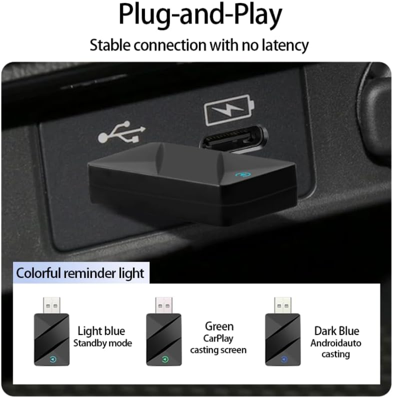WUERQIE Wireless Carplay & Android Auto Adapter - 2-In-1 Plug & Play Dongle for Iphone/Android, Convert Wired to Wireless, Supports Online Updates, Plug-And-Play,Usb-A/C Support image number 3
