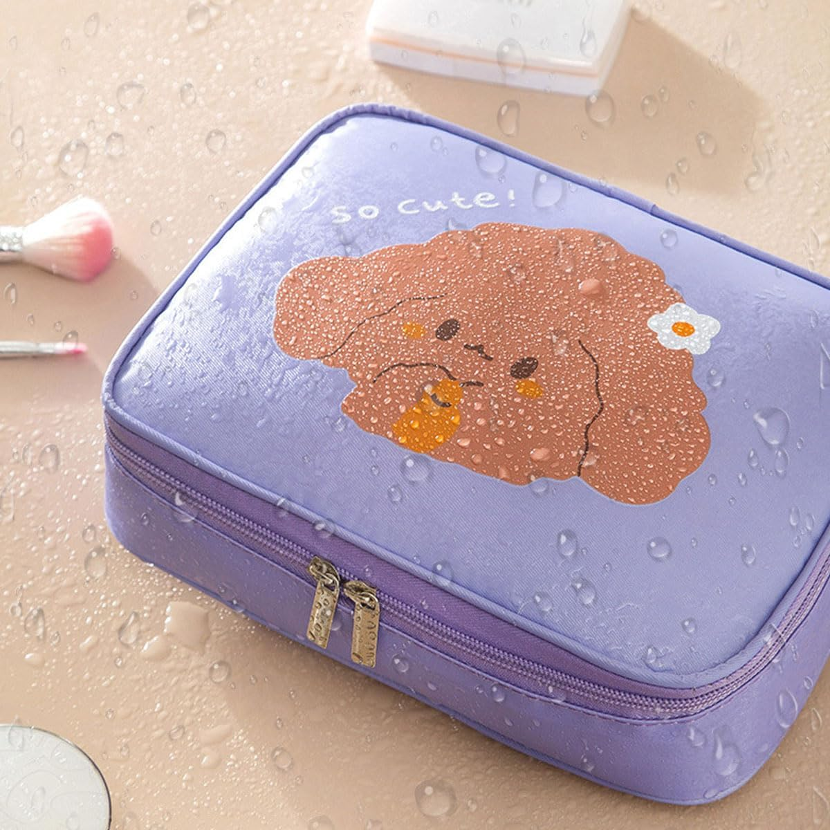 Adorable Women'S Makeup Bag - Large Capacity Travel Cosmetic, Handheld & Portable (Pink) - Purple image number 3