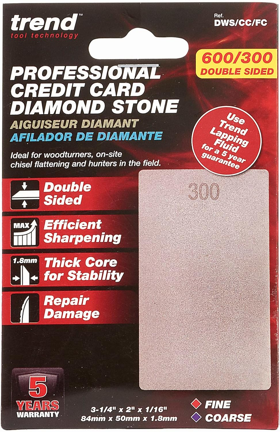 Trend DWS/CC/FC Fine/Coarse Double-Sided Diamond Credit Card Sharpening Stone (3-Inch) image number 3