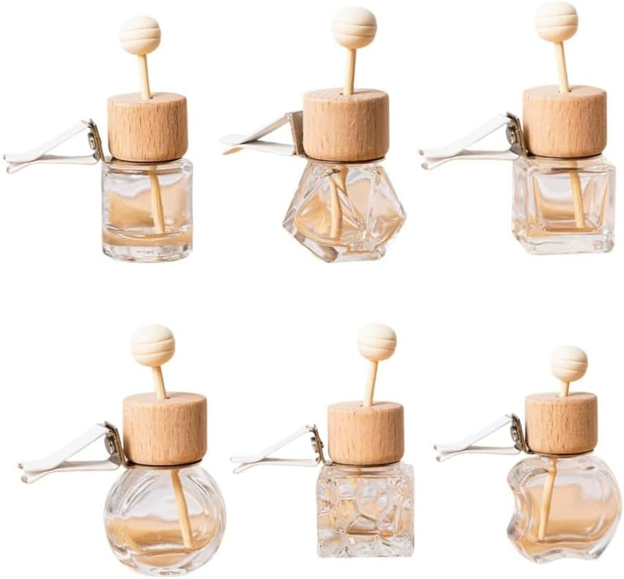 SHUNYUNG Car Diffuser Air Freshener Bottle, 6Pcs Car Perfume Empty Bottles, Diffuser Bottles with Wooden Cap for Essential Oils image number 4