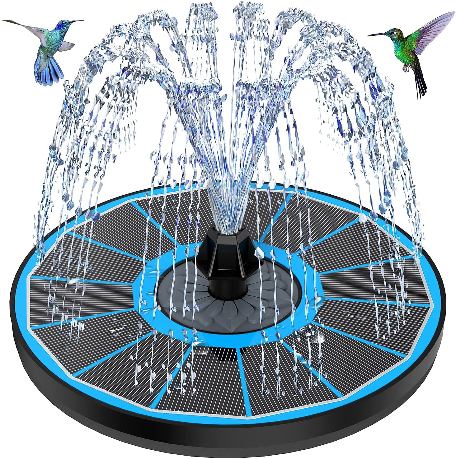 Solar Fountain 2025 Upgrade High Efficiency Glass Panel, 3.5W Solar Bird Bath Fountains with Flower No Battery, Solar Water Pump Fountain for Bird Bath Garden Small Ponds Outdoor D&eacute;cor (White)