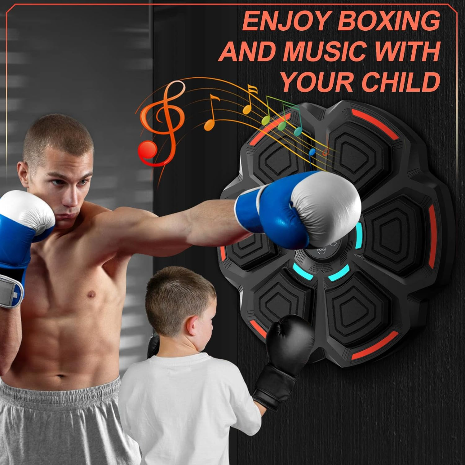 Heyolo Music Boxing Machine with Boxing Gloves, LED Electronic Wall-Mounted Boxing Punching Machine, Musical Boxing Training Machine for Adults and Kids, Workout Equipment for Home Gym image number 4