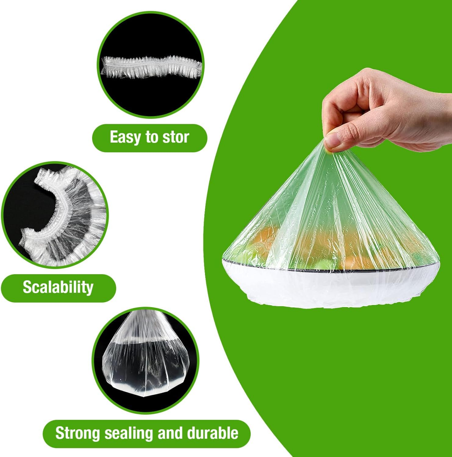 500-Pack Extra Thick Food Covers | Premium Elastic Bowl & Plate Covers for Kitchen, Restaurant, Picnic | Clear Plastic Food Storage Wraps image number 5