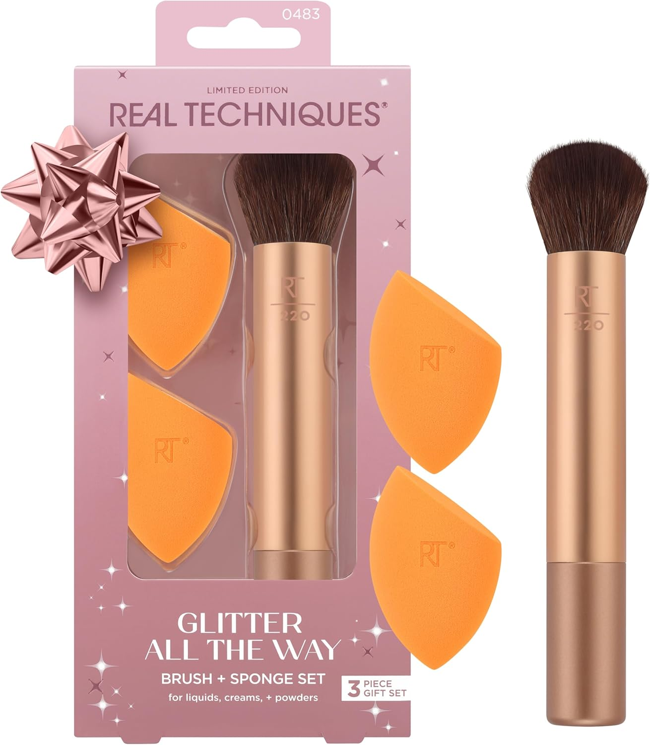 Real Techniques Glitter All the Way Brush and Sponge Gift Set image number 3