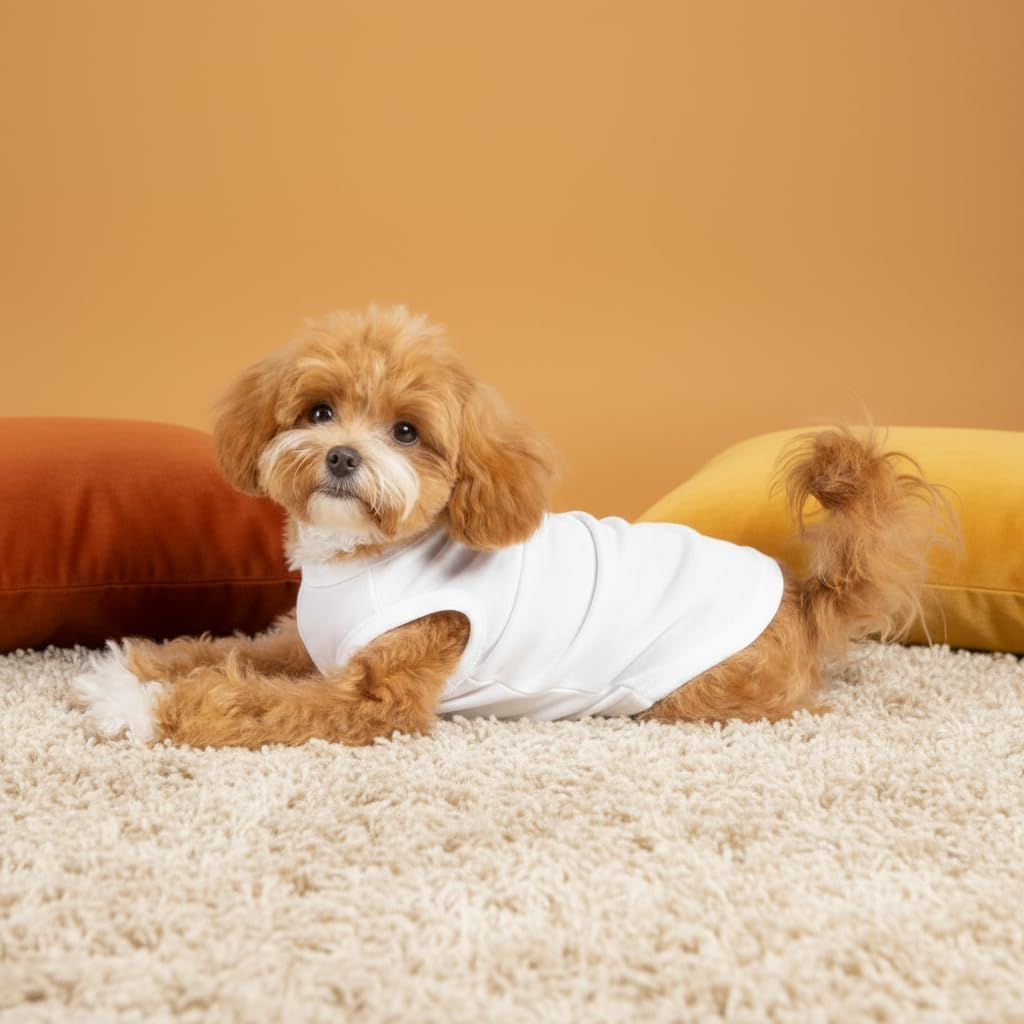 Chol & Vivi Dog Shirts Clothes, Dog Clothes T Shirt Vest Soft and Thin, 2Pcs Blank Shirts Clothes Fit for Extra Small Medium Large Extra Large Size Dog Puppy, Medium Size, Black and White image number 6