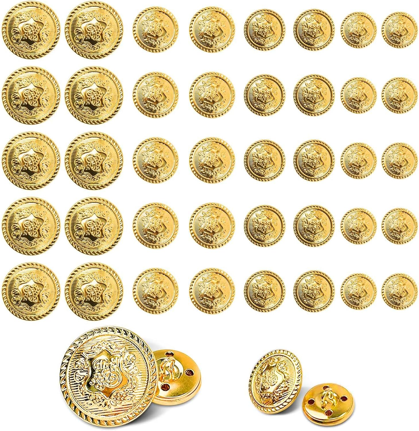 80 Pcs Gold Metal Buttons Set, 4 Sizes Men'S Vintage Gold Buttons for Sewing Blazer Gold Buttons, Coat Jacket Sewing Buttons Handmade Sewing Accessories (1.5/1.8/2/2.5 Cm) image number 4