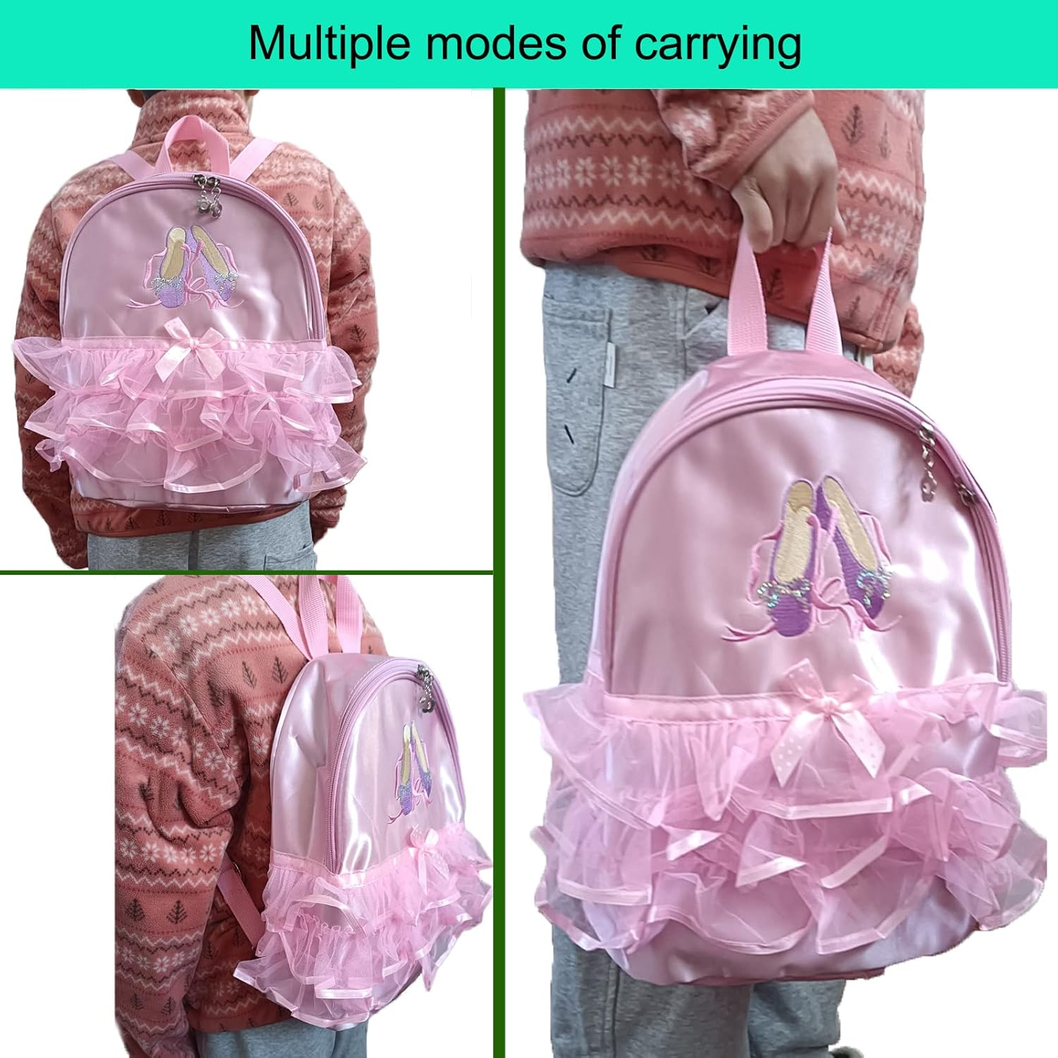 SEHXIM Cute Ballet Dance Backpack Tutu Dress Dance Bag Waterproof Duffle Bag for Kids， Ballet Bags for Girls 4-6 image number 1