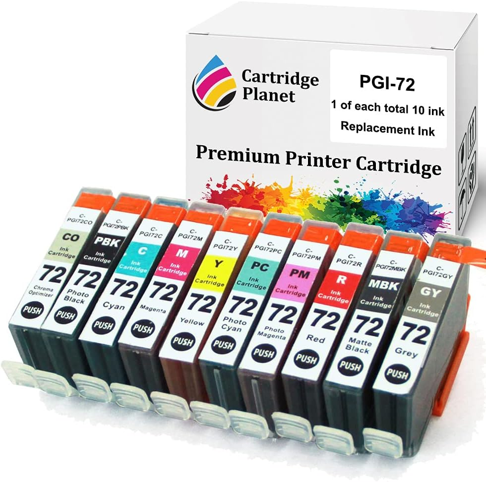 Cartridge Planet 10 Pack (1MBK,1C,1M,1Y,1R,1GY,1CO,1PBK,1PC,1PM) Compatible Ink for Canon PGI-72 PGI72 for Canon PRO10 PRO10S