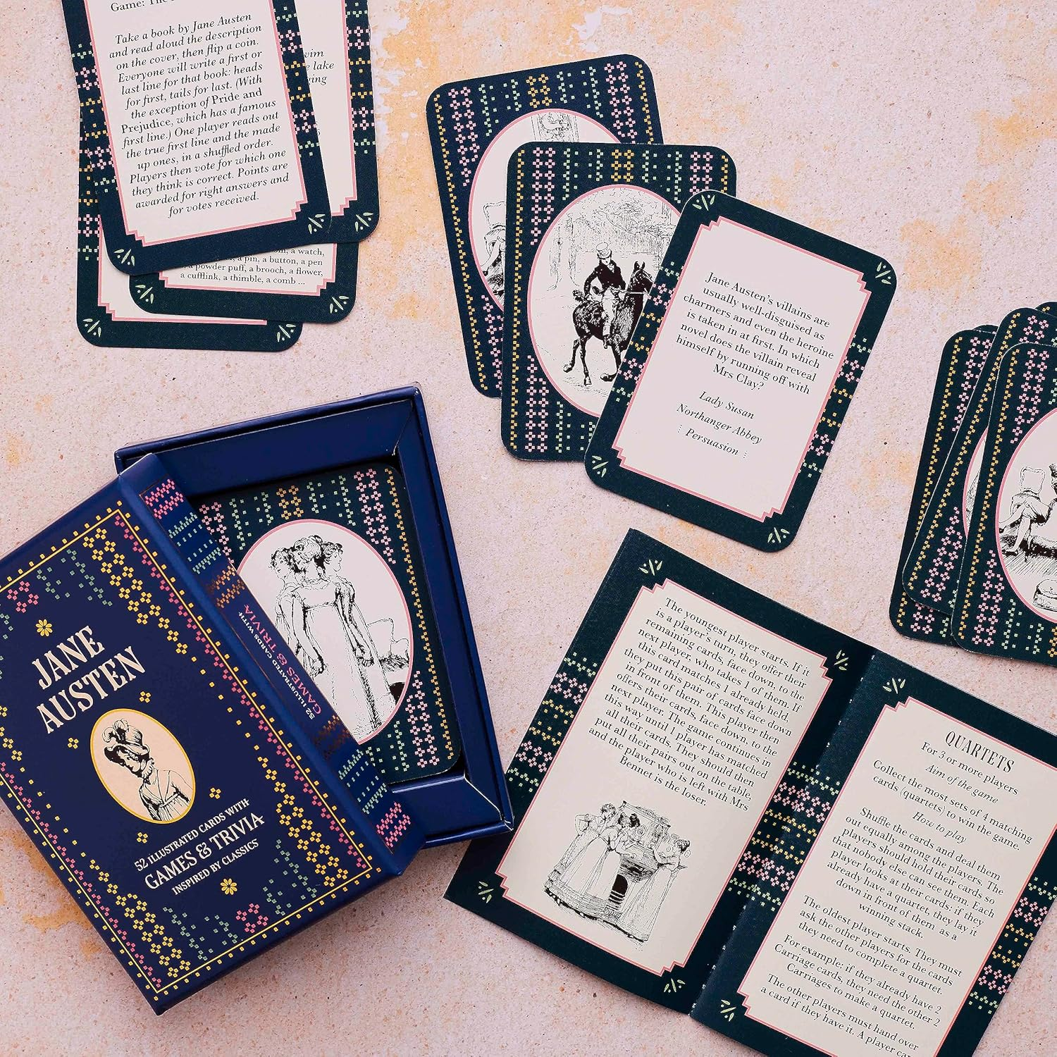 Jane Austen - a Card and Trivia Game: 52 Illustrated Cards with Games and Trivia Inspired by Classics image number 4