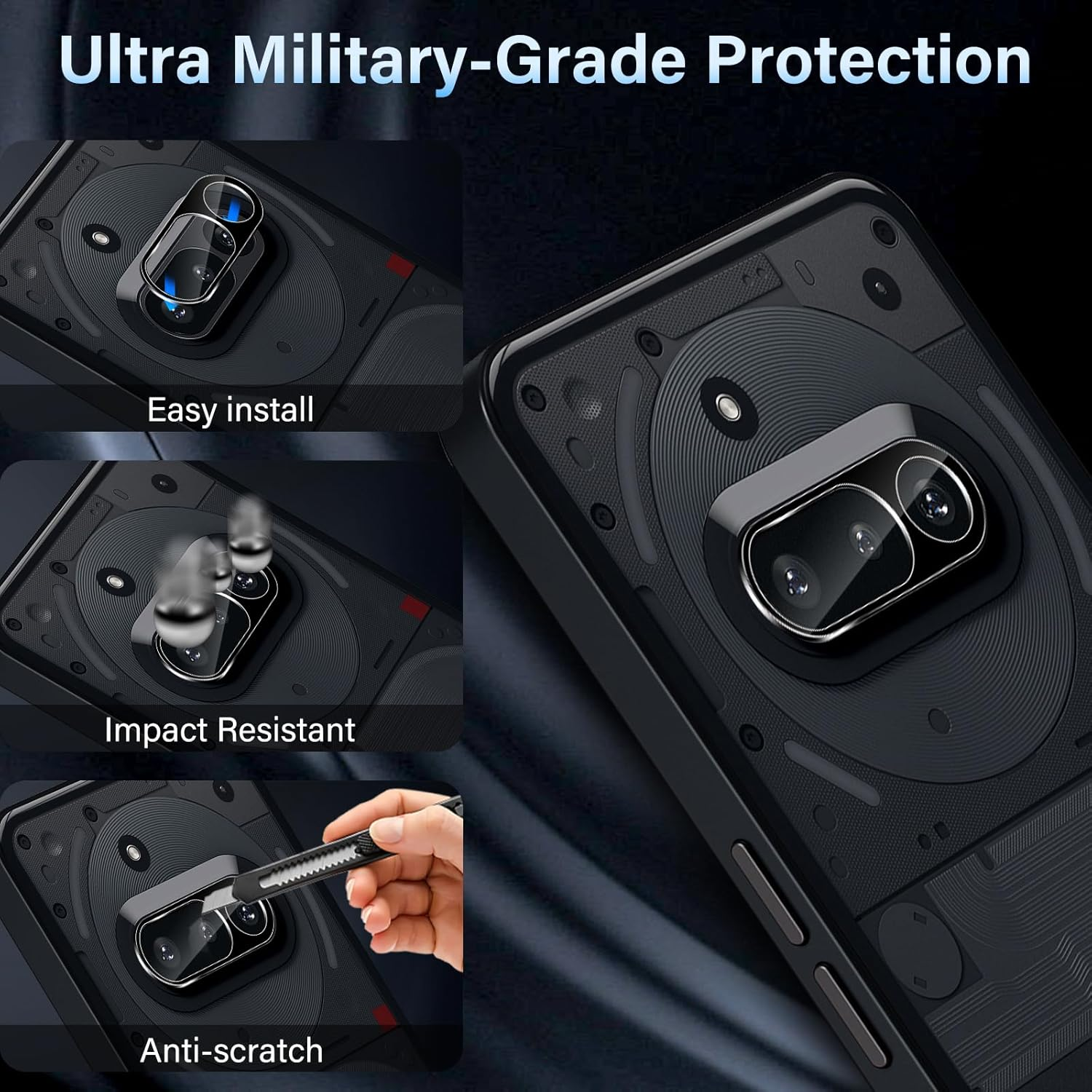 Xunzii Screen Protector for Nothing Phone 3A 5G for Tempered Glass with Camera Protection [2+2 Pieces], 0.33 Mm Ultra Clear Film, 9H Hardness Screen Protector, Anti-Bubble Tempered Glass Film image number 6