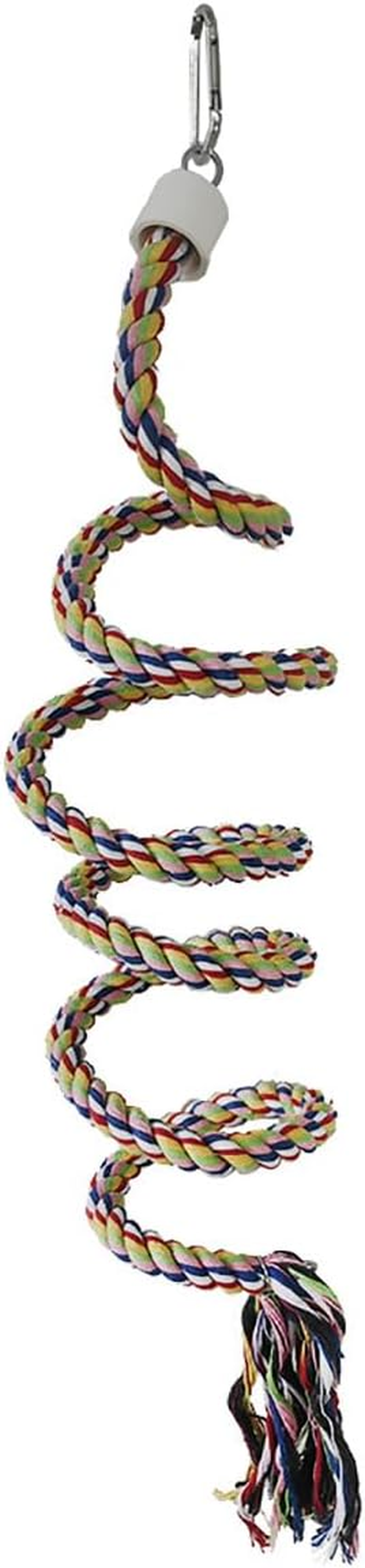 AIMALL Cotton Rope Parrot Toy, 59-Inch Spiral Climbing Rope for Small Birds, Hanging Swing Ladder with Hook, Interactive Cage Toy for Parrots, Cockatiels, Budgies