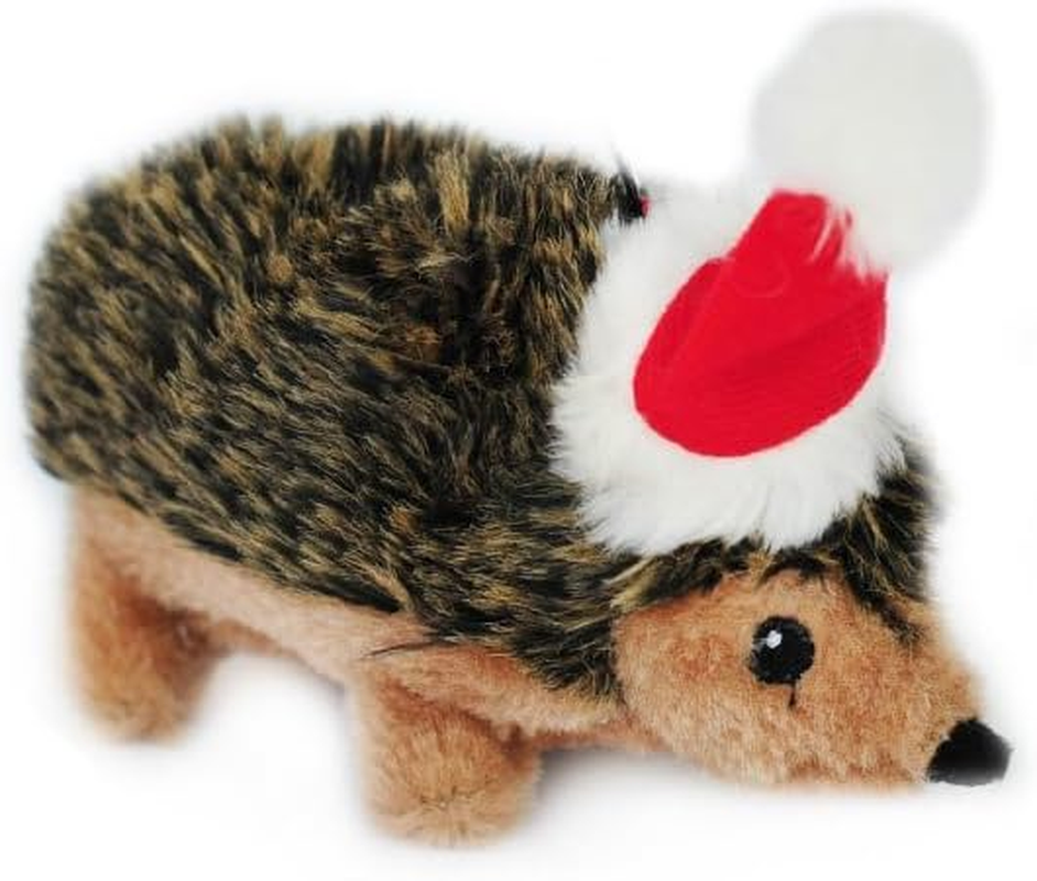 Zippy Paws Plush Squeaker Dog Toy - Christmas Holiday Hedgehog - Large