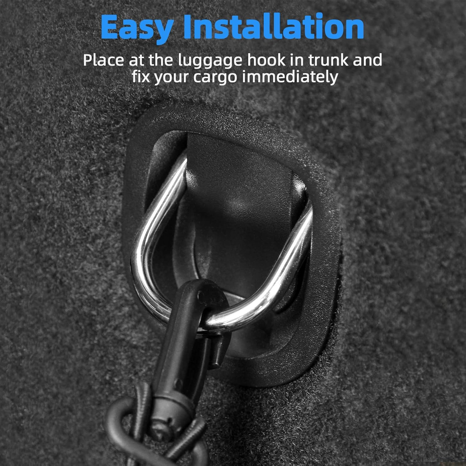 HOMEE Cargo Net Set, 2 Packs Adjustable Mesh Cars Trunk Net and Elastic Trunk Net Bag between Seats Universal Car Cargo Storage Organizers with Hooks for Pick-Up/Jeep/Suv, Full Black image number 2