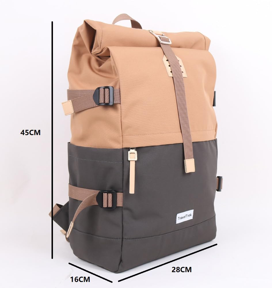 City Cruiser Backpack, 20-29L Capacity, Recycled Polyester, Water Resistant, Rolltop Closure, 16" Laptop Compartment, Apricot Charcoal Mist/Stormcloud Grey image number 4