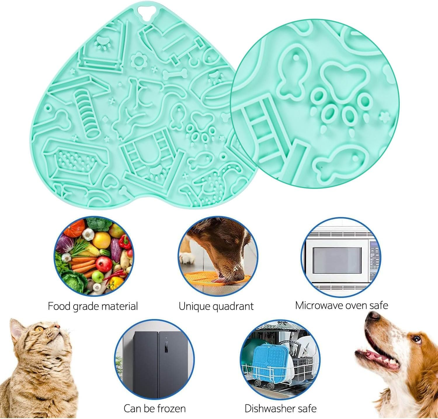 Aruicheng Lick Mat Dog Premium Lick Mat Dog Slow Feeder Dog Lick Mat with Suction Power for Relief of Dog Anxiety Cat Lick Mat Light Blue Lick Mat for Dogs image number 6