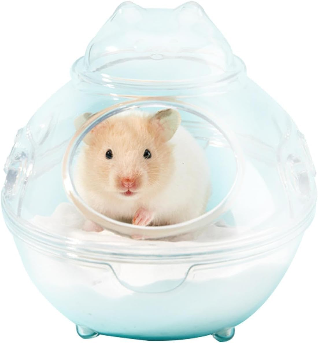 Hamster Bathtub,Transparent Sand Bath Box for Small Pets, Cute Hamster Bathroom & Sleep Pad Nest, Durable Cage Accessory for Hamsters & Small Animals (M) image number 2
