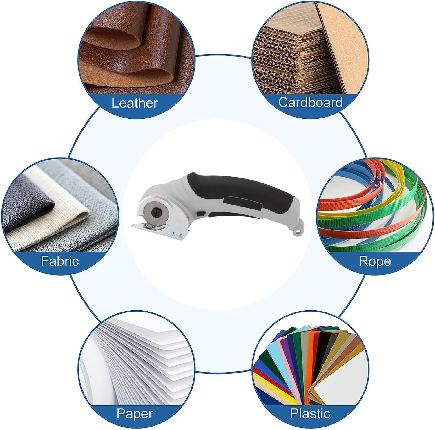 Cordless Fabric Cutter, 240RPM Speed Electric Scissors for Cutting Fabric, Rechargeable with Safety Lock Switch for Fabric Leather Craft 6Mm Cutting Size (Gray) - Green 14 image number 6