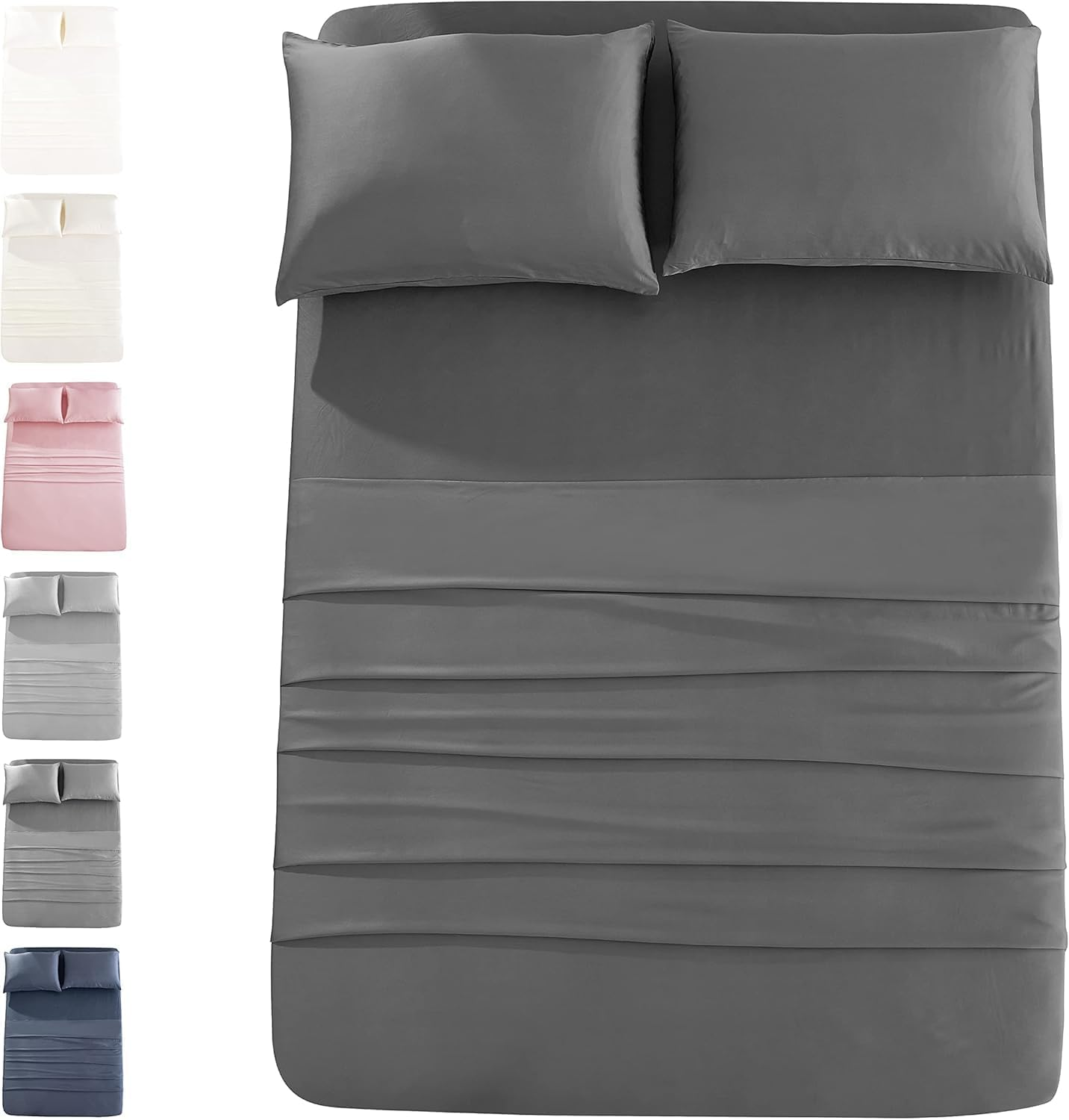 JOMO - Cooling Bed Sheets King Size - White, 4 Pack - 75% Viscose Derived from Bamboo, 25% Modal - Cooling Sheets for Hot Sleepers - Ultra Soft & Comfortable with 156 GSM Thick Fabric