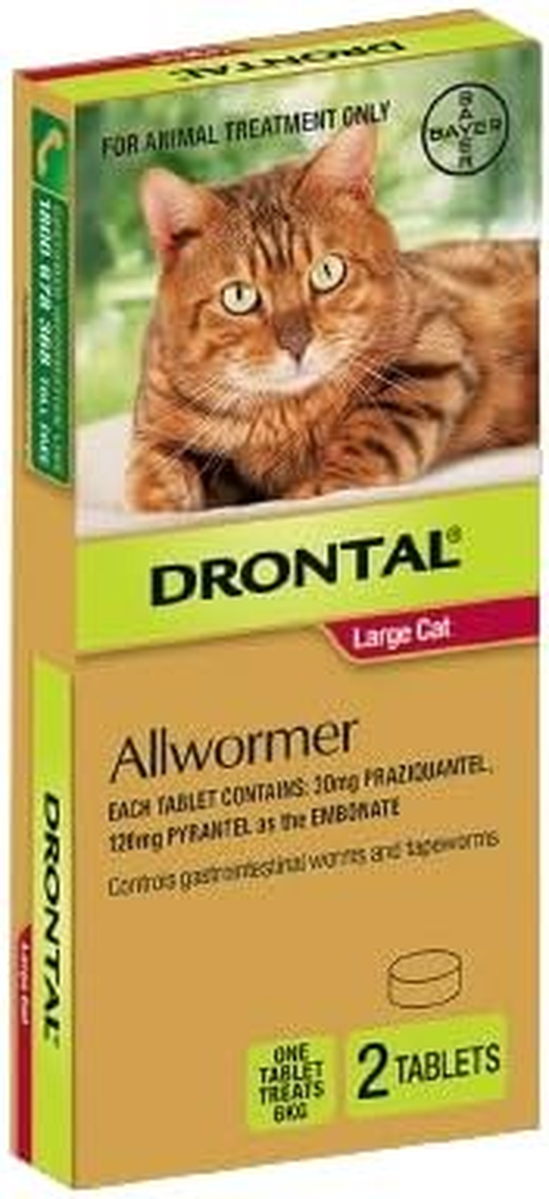 Drontal Allwormer for Large Cats 6Kg RED 2 Tablets