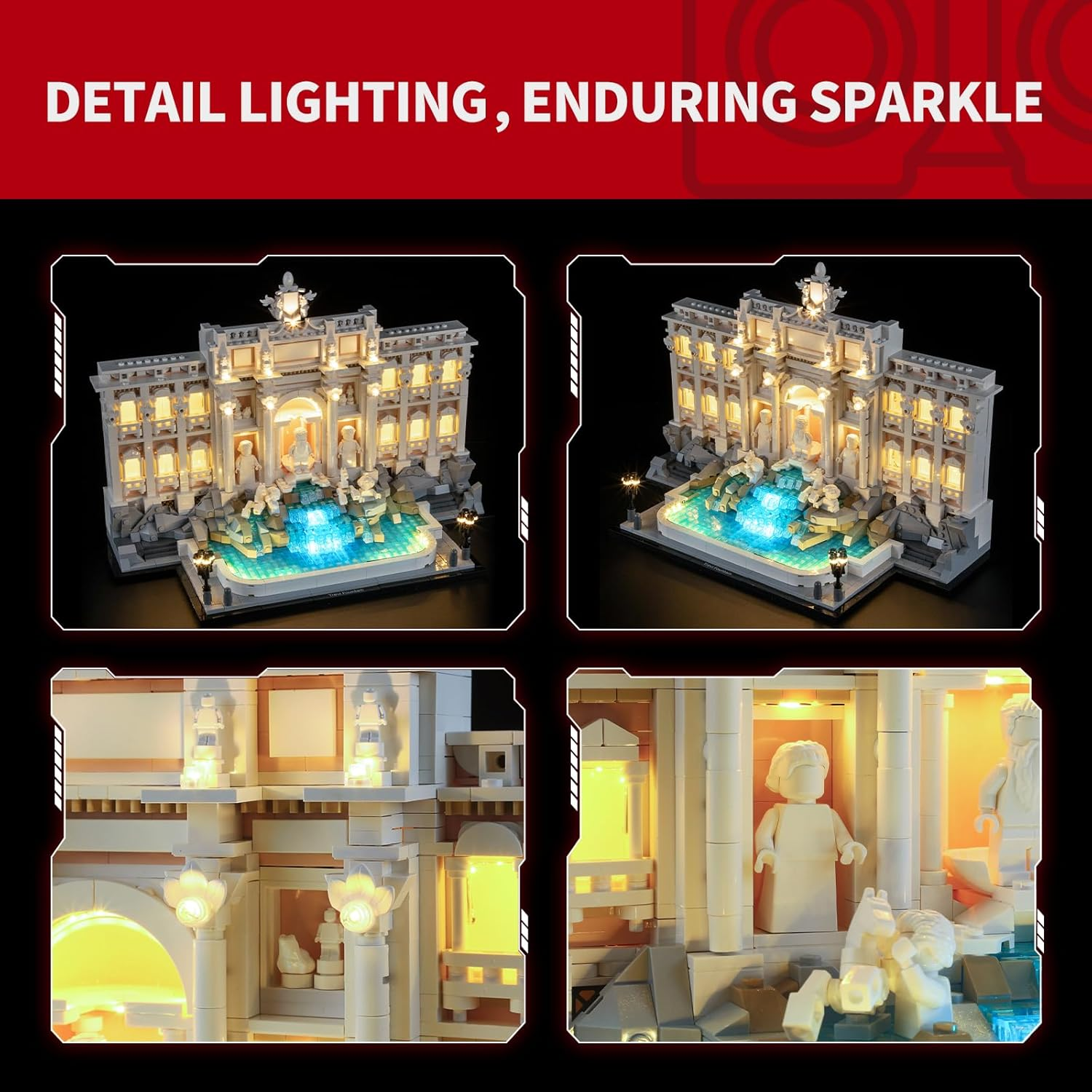 BRIKSMAX 2.0 Light Kit for  Trevi Fountain -Innovative Led Lighting Compatible with  Architecture 21062 - Not Included  Set image number 4