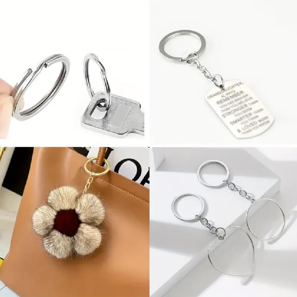 100Pcs 30Mm Sliver Key Chain Rings Kit, 50Pcs Keychain Rings with Chain and 50Pcs Open Jump Ring, for Keys, Crafts and Jewelry Findings Making (Silvery)