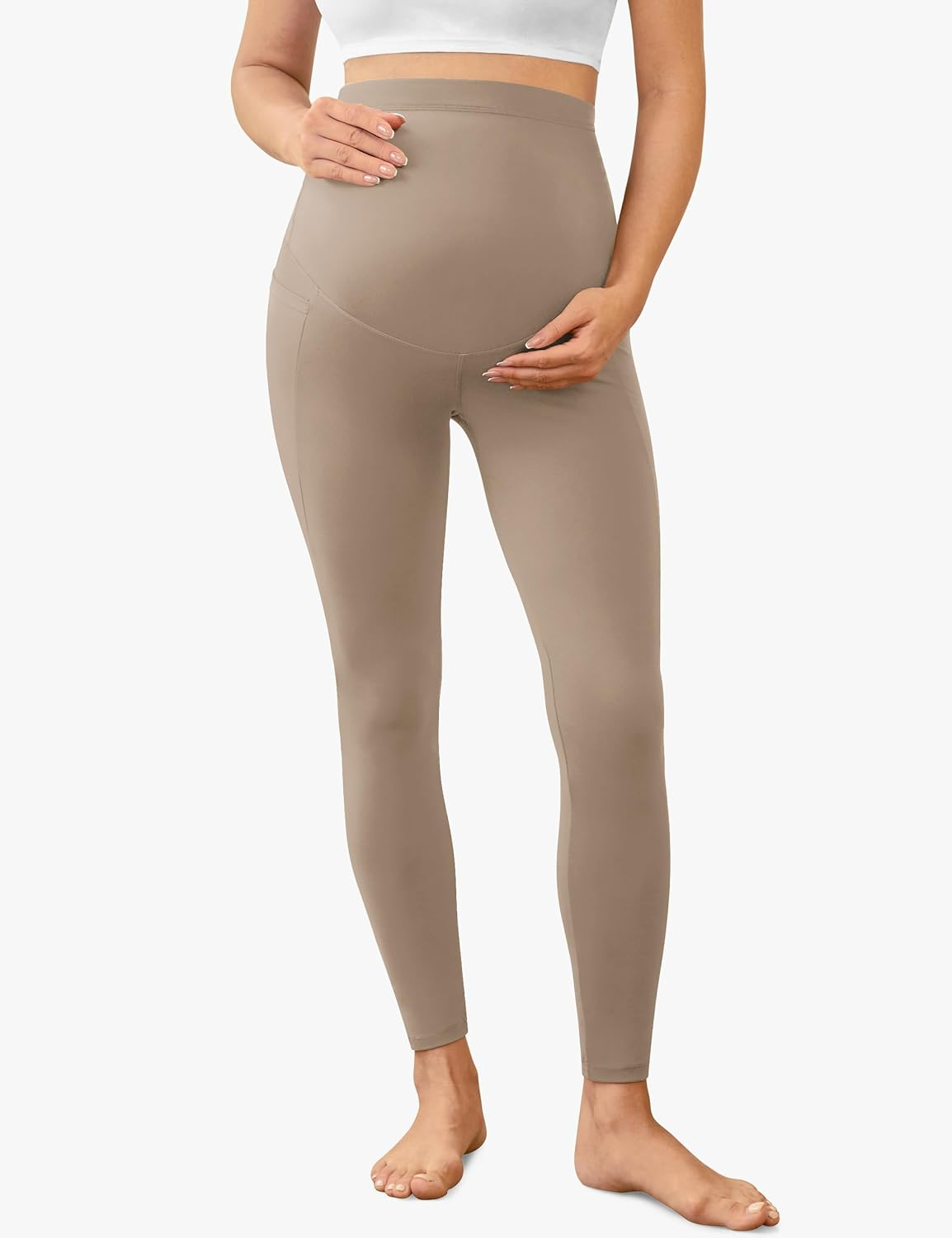 VALANDY Creamlush 4 Pack Maternity Leggings with Pockets over the Belly-Buttery Soft Yoga Workout Pregnant Pants