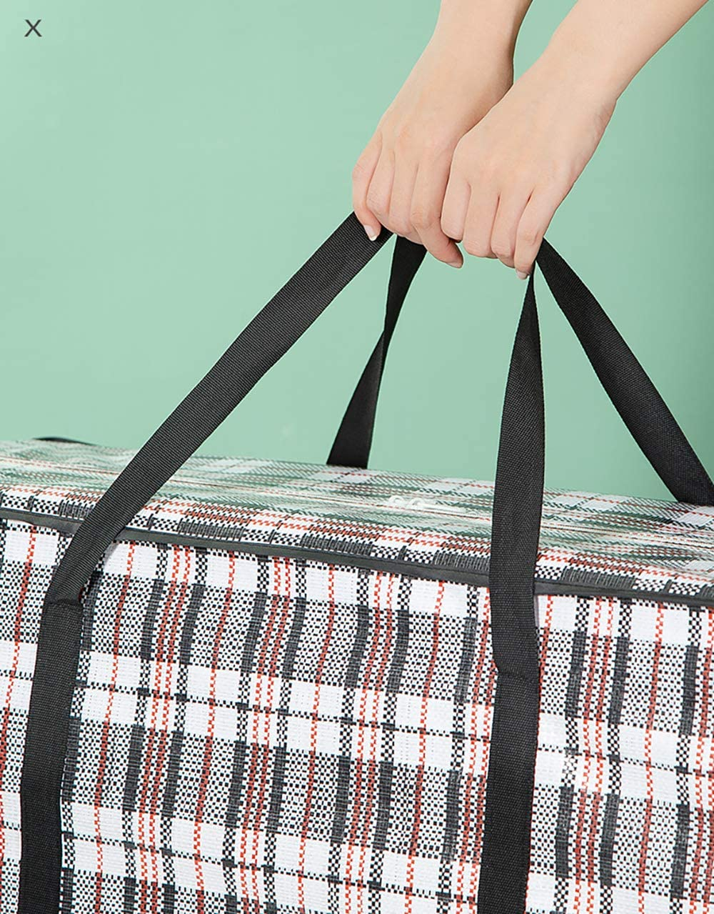 5 Pack Large Storage Laundry Bags Checkered Organizer Bag with Zipper and Handles for Comforters, Clothes, Bedding, Duvets image number 2