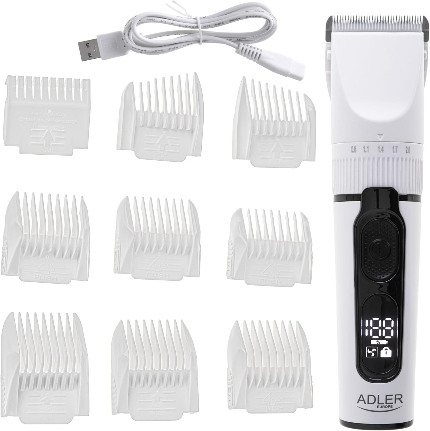 ADLER EUROPE Hair Trimmer Beard Trimmer Razor for Men & Boys Waterproof Wireless Rechargeable USB Hair Trimmer IPX6 LED Display image number 1