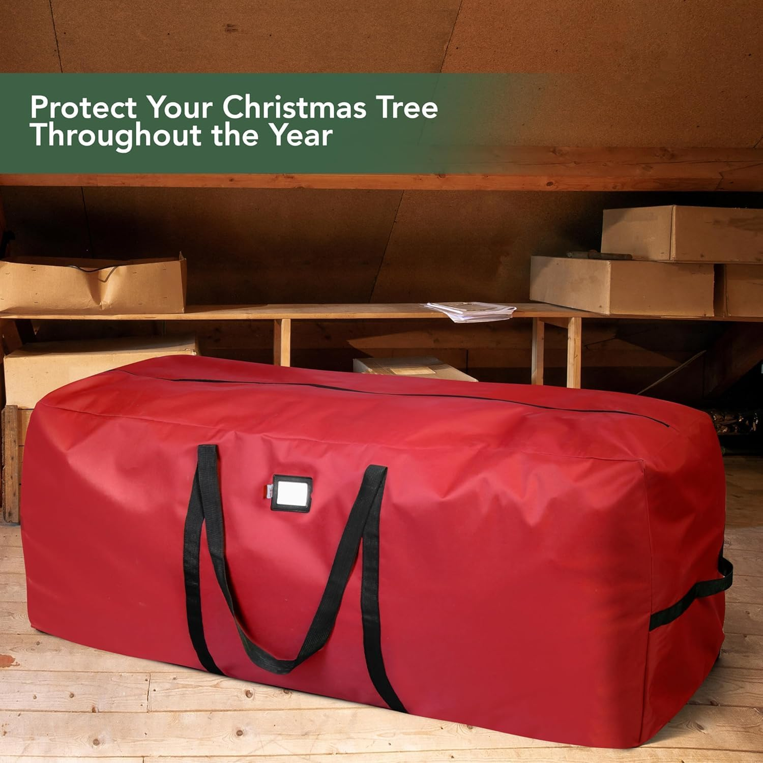 Christmas Tree Bags Storage Fits up to Artificial Trees Heavy Duty 600D Oxford Christmas Tree Storage Bag Container Santa Storage Bag with Zipper Xmas Holiday Tree Bag with Handles (Red, XL) image number 3