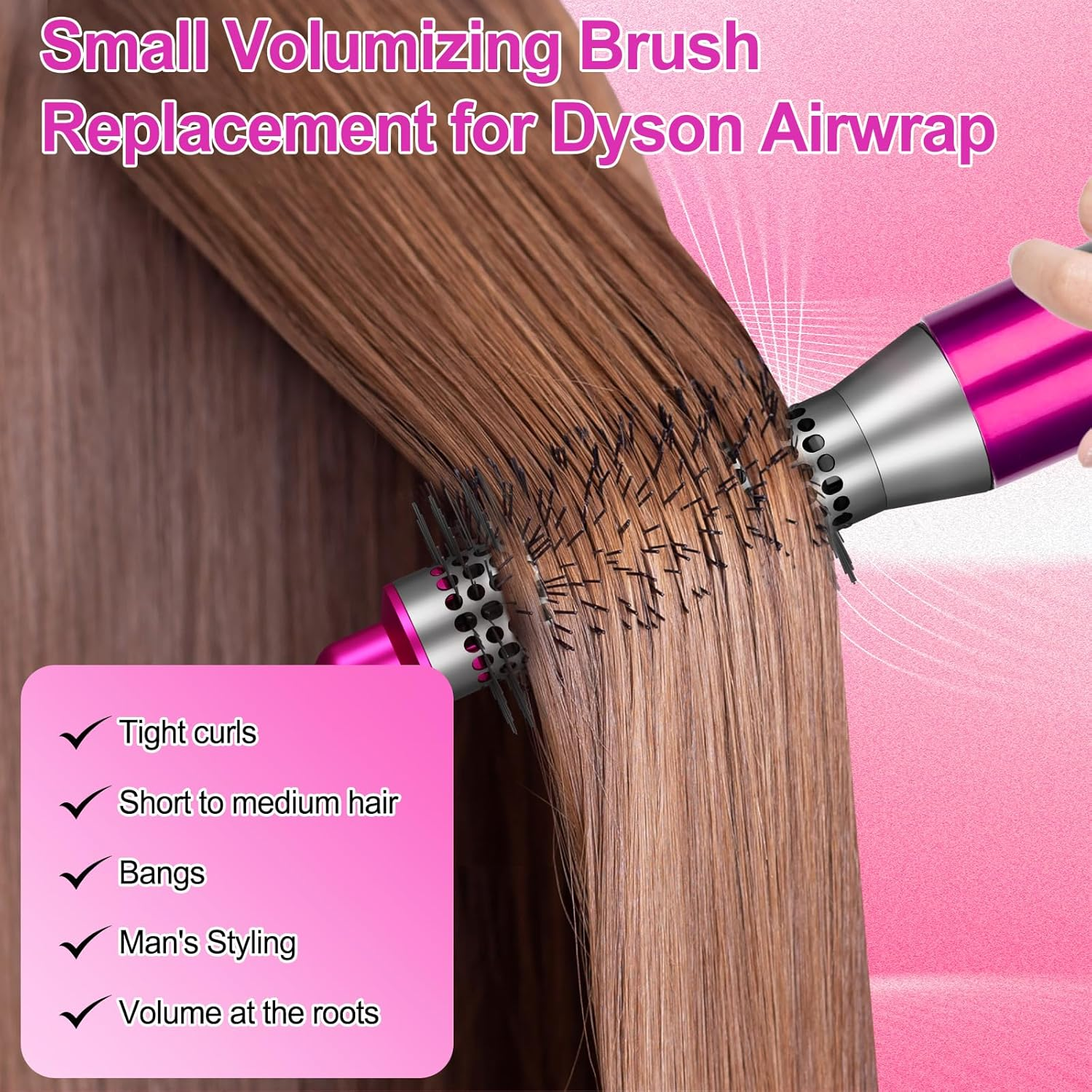 ZEPHBLOW Small round Volumizng Brush Replacement for Dyson Airwrap, 20MM Smaller round Brush Compatible with Airwrap Styler for Adds Hair Body Shape Volume, Hair Volumizing Attachment Replacemet for NO.971893-01 - Gold image number 6