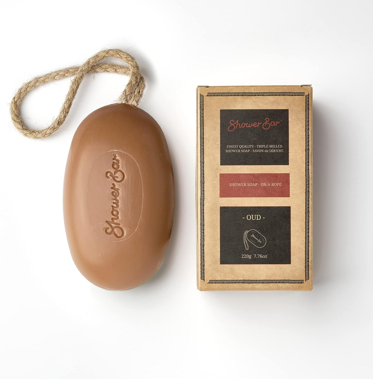 Oud Scented Soap on a Rope - 220G Natural Solid Body Wash Bar for Travel & Home - Long Lasting, Vegan, Plastic-Free, Eco-Friendly & Moisturizing image number 4