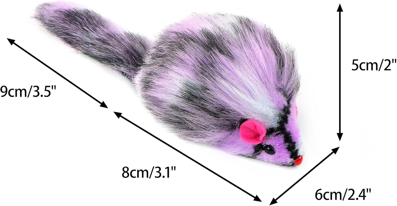 CHIWAVA 6PCS 3.1" Long Haired Furry Mice with Rattle Gradient Color Small Cat Toy Mouse Kitten Interactive Toy image number 6