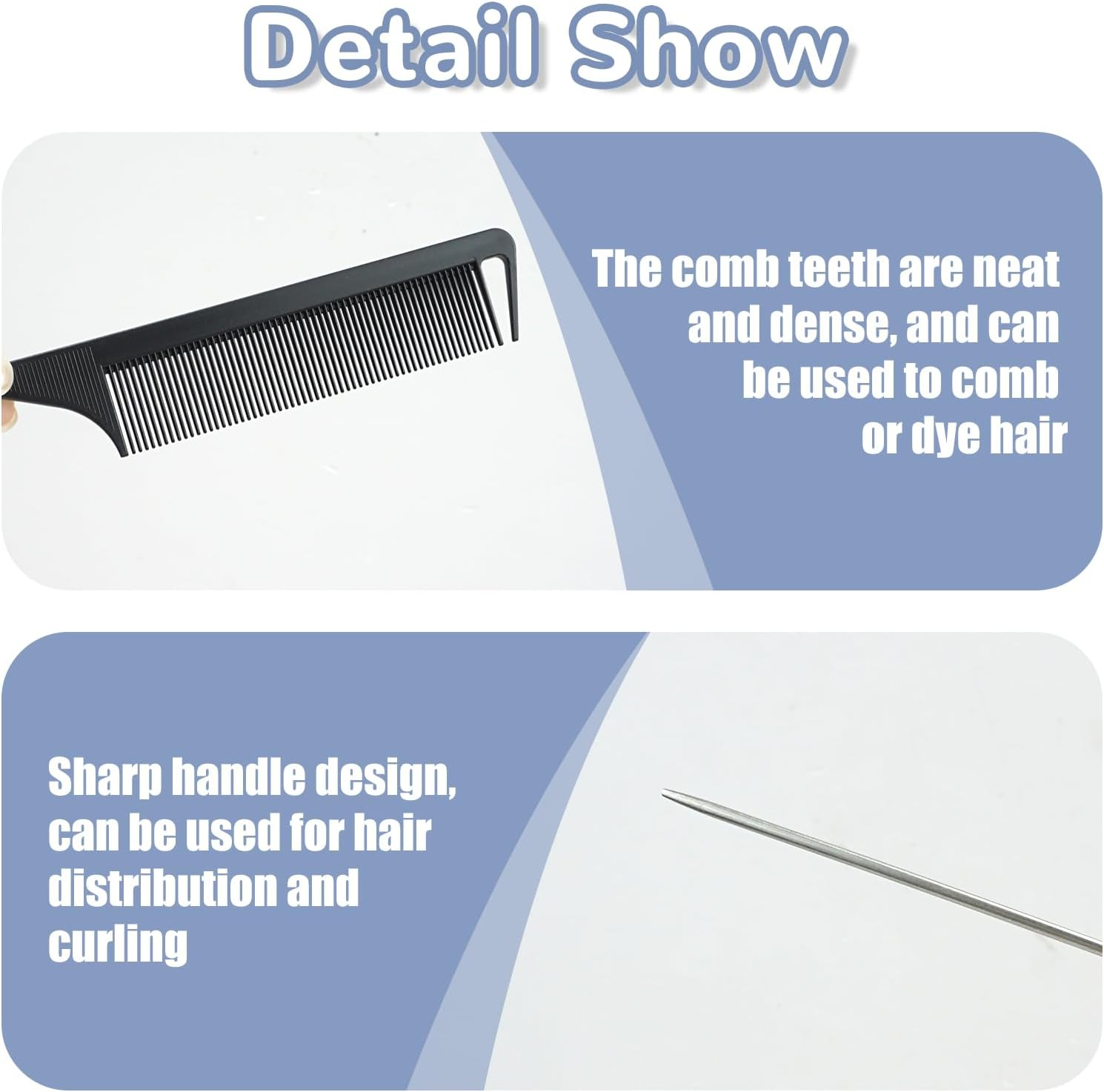 4 Pcs Rat Tail Combs Set, Professional Hair Styling Combs with Fine-Tooth Design and Stainless Steel Pointed Tail for Parting, Braiding, Highlighting and Teasing (Black, Pink, Purple, White) image number 2