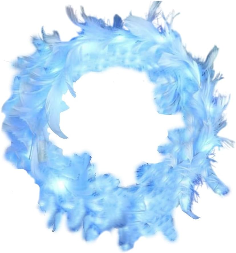 LEEMASING LED Feather Wreath Crown Headband Light-Up Angel Halo Headband for Wedding Christmas Halloween Valentine'S Day (Blue)