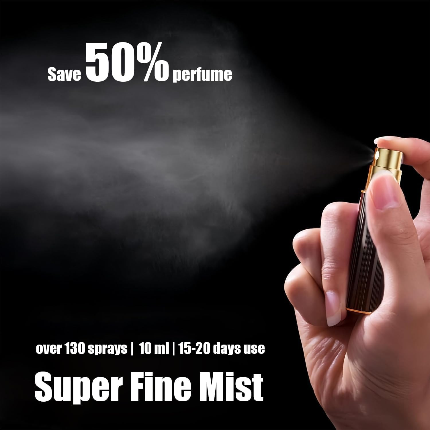 Travelofo Perfume Atomiser Travel Bottle, 10ML Refillable Spray Bottle Easy to Refill Empty Atomiser for Purse, Handbag, Pocket and Luggage (Red) - Black 2 image number 2