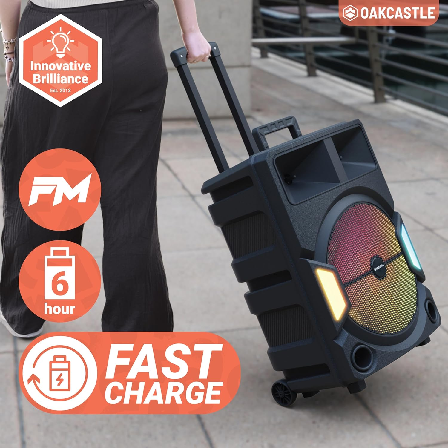 Majority PS500 150W Bluetooth Party Speaker with Karaoke and PA System, Black image number 1