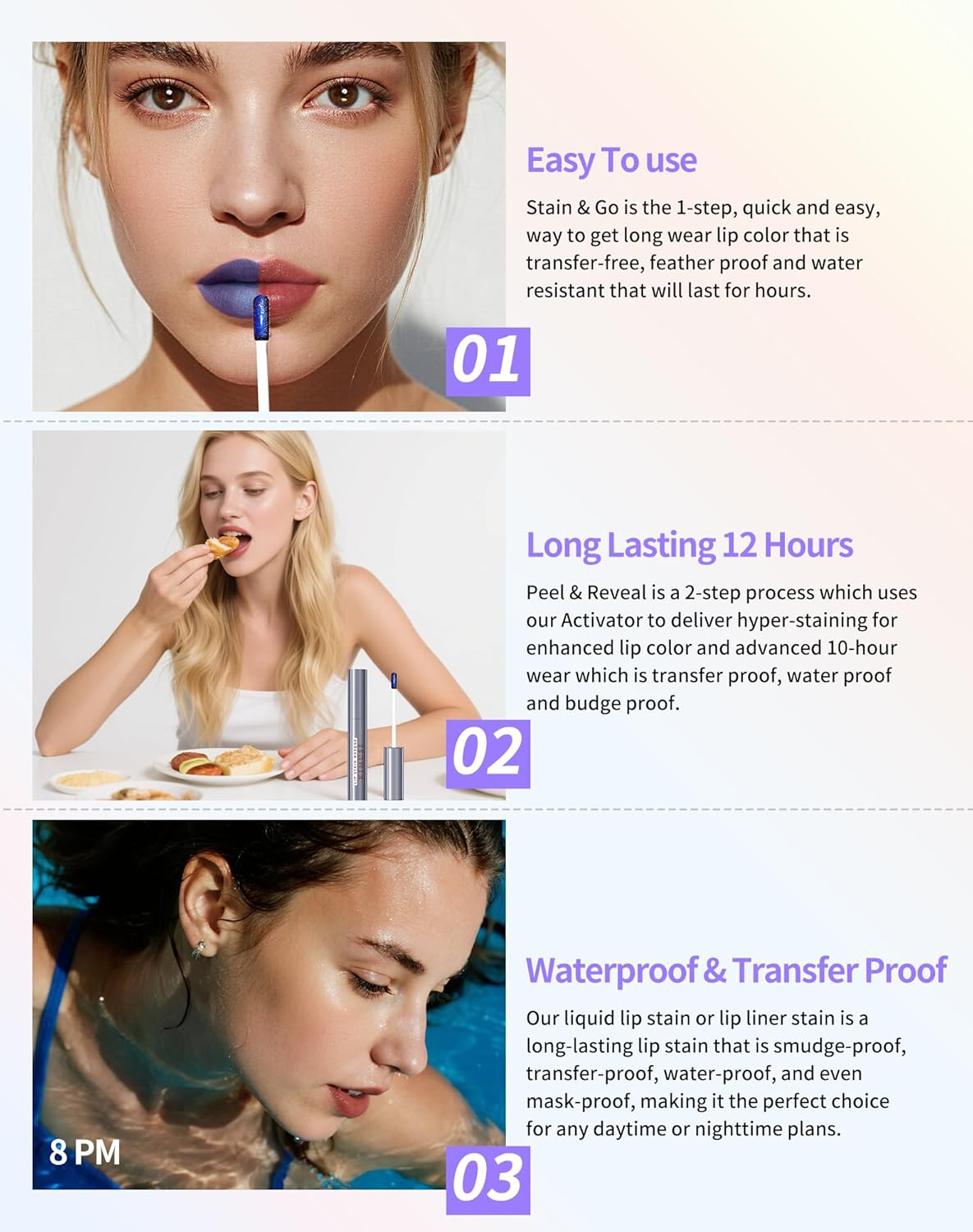 KIMUSE Lip Stain Masque, Lip Stain Peel off Long-Lasting, Hydrating, & Smudge-Proof Lip Color with Highly Pigmentation, Natural Matte Finish Peel off Lipstains image number 1