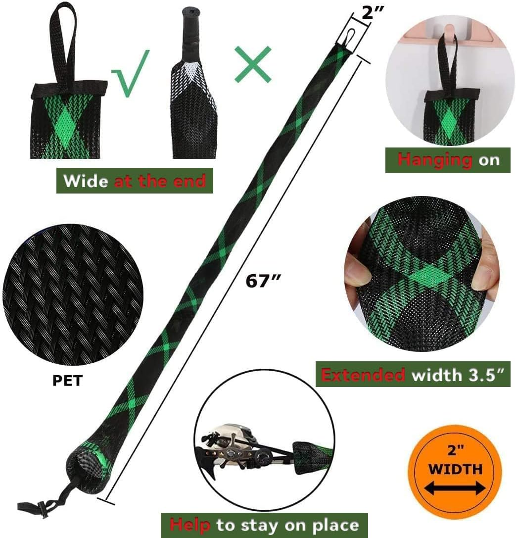 Rod Cover Sleeve,6 Pack Fishing Rod Socks for Fly Spinning Casting Sea Rod, Braided Mesh Fishing Pole Gloves Protector Gear W/ 6 Pack Rod Ties Straps,Fishing Accessories Tools,1 Dozen Kit by STSTECH image number 3