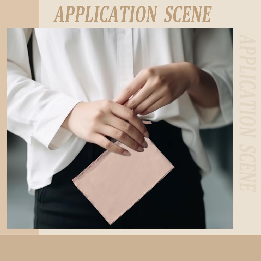 PLIGREAT 4 Pack Mini Makeup Bags, Silver Cosmetic Pouch with Zipper Small Champagne PU Travel Bag for Purse 21X15 Cm Waterproof Wristlet Wallet for Women Coin Key Holders, 2 Colors image number 2