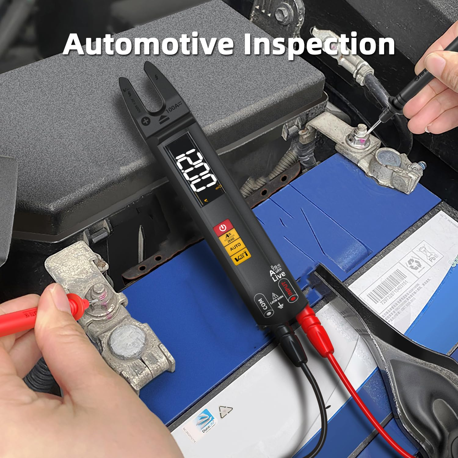 BSIDE Smart Digital Multimeter Tester Open Jaw DC AC Amp Clamp Meter, Rechargeable with Flashlight, Measures Current Resistance Continuity V-Alert Live Check Voltage