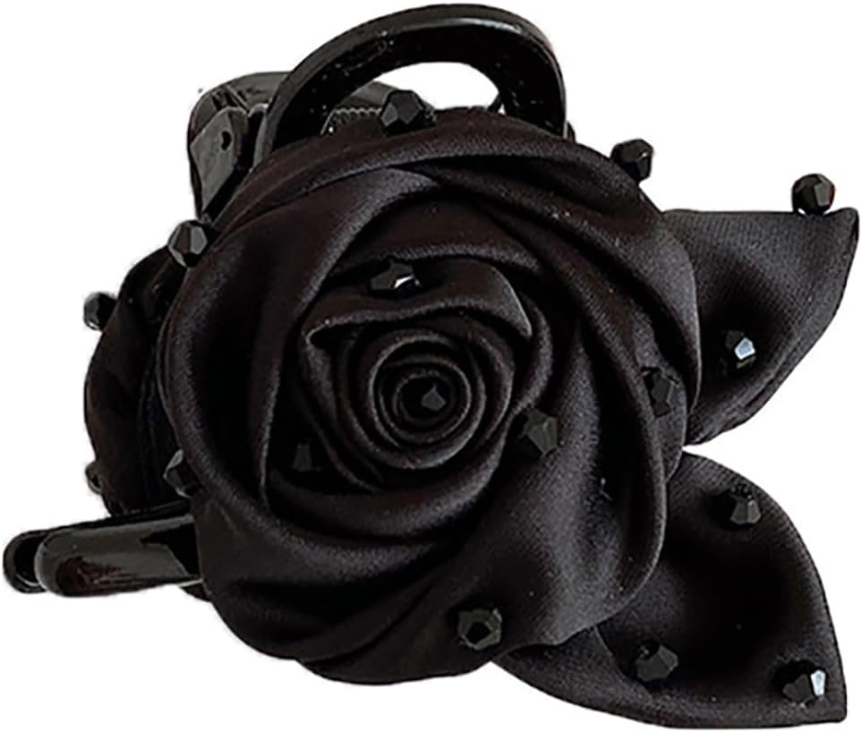 Rose Flower Hair Claws Clips for Women Black Rose Hair Claws Flower Hair Accessories for Beach Holiday Women Girls Bridal Wedding Floral Hair Clips Barrettes Accessories for Women Girls image number 5
