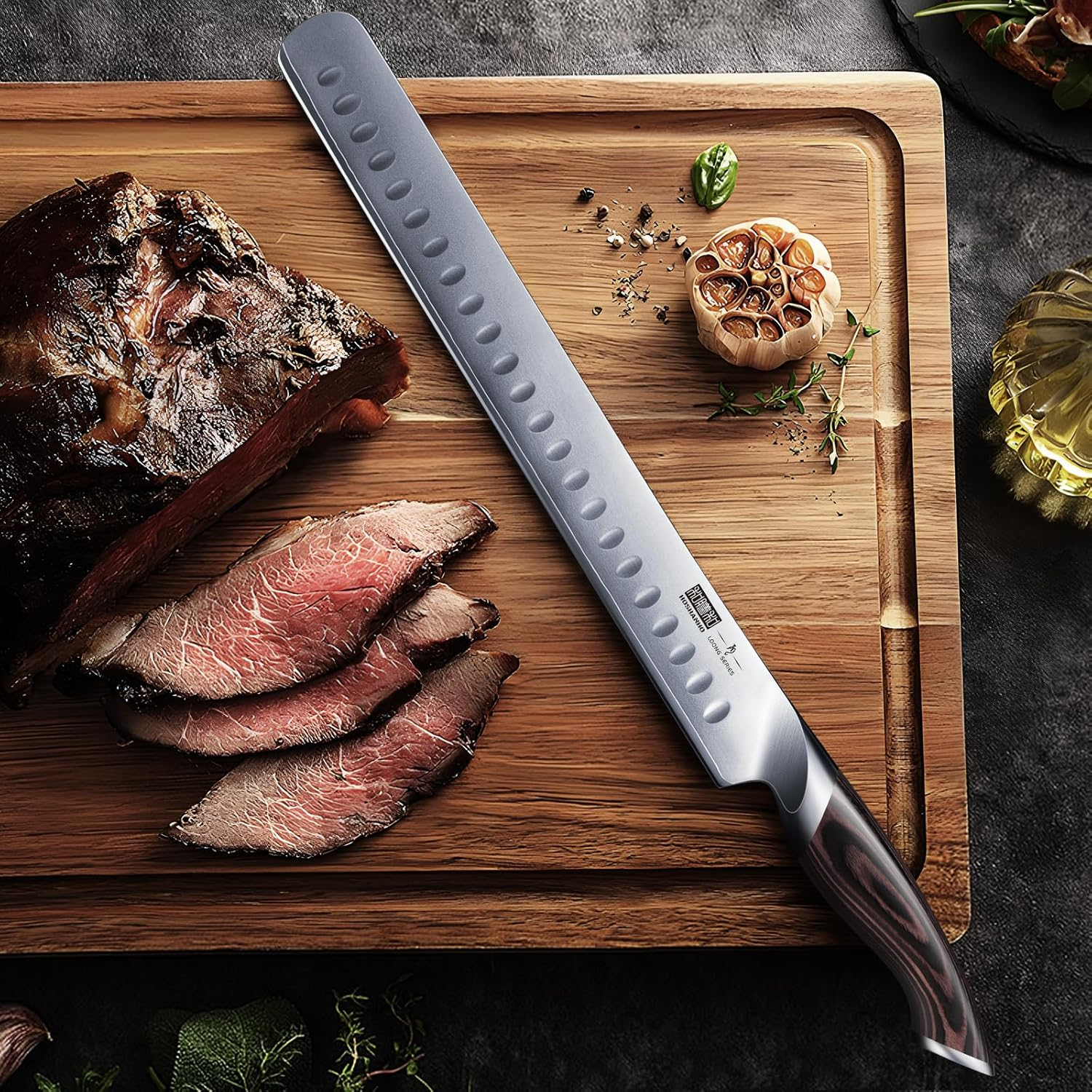 HOSHANHO Salmon Knife 30 Cm, Professional Fish Knife, Japanese Super Steel Cutting Knife, Ultra Sharp Ham Knives with Ergonomic Handle image number 2