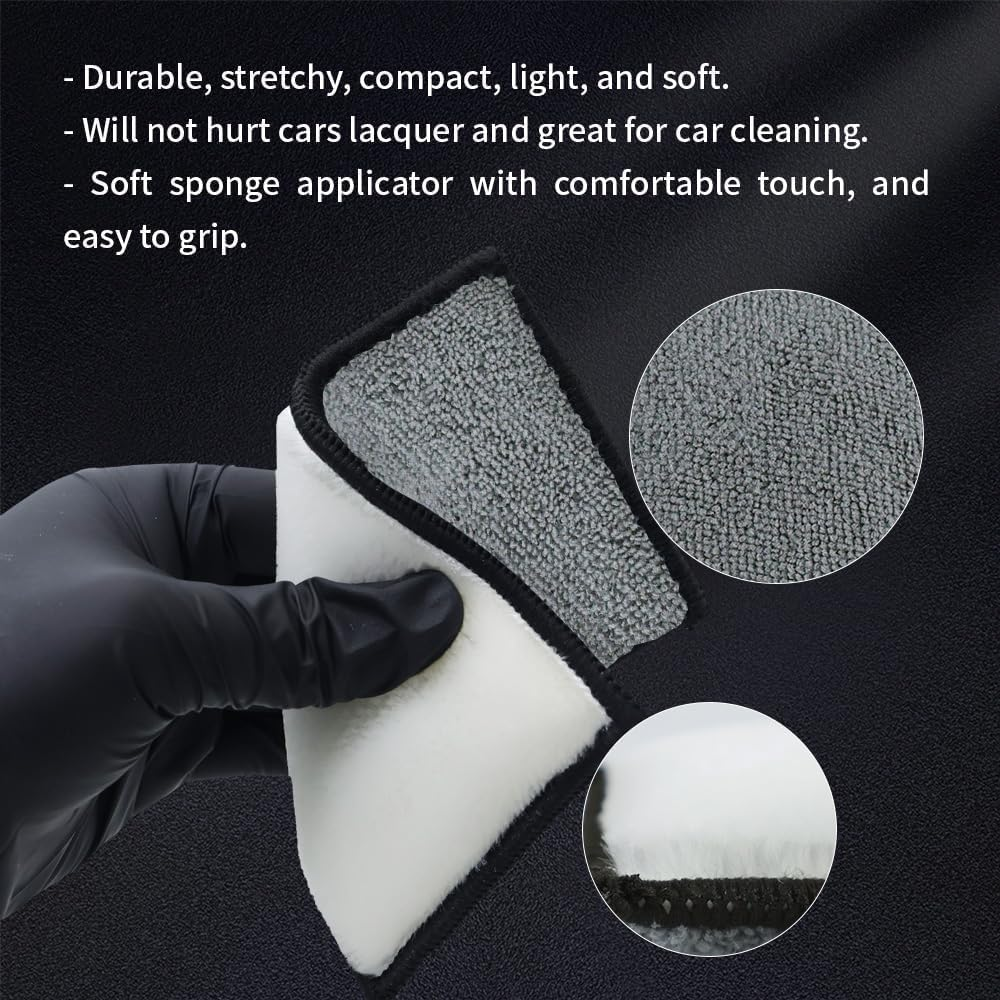 Leanockesa 6 PCS Car Interior Cleaning Sponge, Premium Microfiber Auto Detailing Sponges for Leather, Plastic, Vinyl and Upholstery Cleaning, Gentle yet Effective Car Wash Sponges image number 6