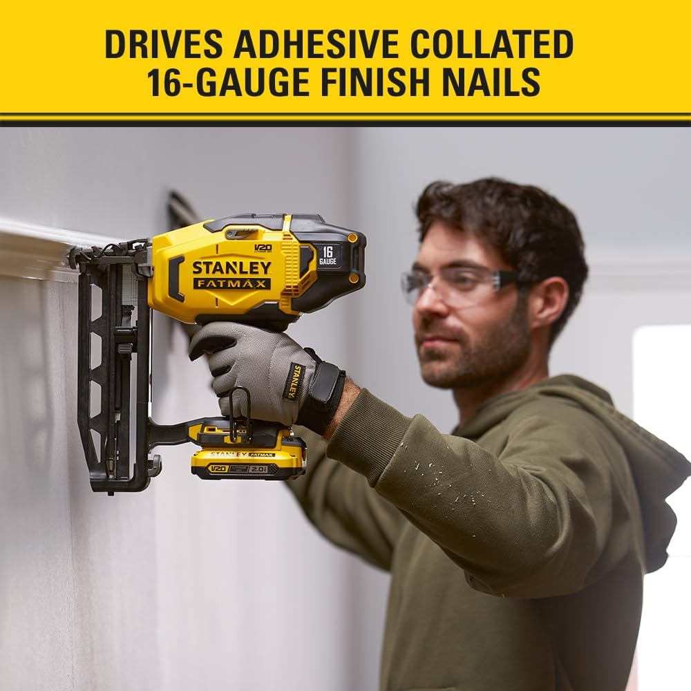STANLEY FATMAX V20 | 18V 16‑Gauge Finish Nailer - Tool‑Free Depth Adjust for DIY Trim & Moulding, Nailer Only image number 4